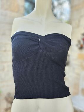 Cute Little Viscose Rayon Knit Boob Tube Strapless Bow Top S